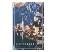 ZSEFV Hallstatt Austria Vintage Travel Poster Village Decorative Posters Modern Bedroom Canvas Art Poster Picture Painting Posters Wall Decor art Gift