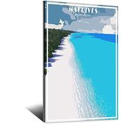 ZSEFV Maldives Indian Ocean Vintage Travel Poster Beach Decorative Posters Modern Bedroom Canvas Art Poster Picture Painting Posters Wall Decor art Gift