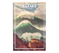 ZSEFV Nazare Portugal Surfing Vintage Travel Poster Decorative Posters Modern Bedroom Canvas Art Poster Picture Painting Posters Wall Decor art Gift