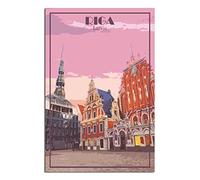 ZSEFV Riga Latvia Vintage Travel Poster Building Decorative Posters Modern Bedroom Canvas Art Poster Picture Painting Posters Wall Decor art Gift