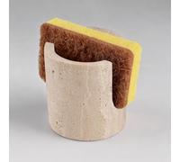 ZSHAWN Natural Marble Travertine Sponge Holder for Kitchen Sink, Fast Drying and Absorbent Rack, Stylish Sink Organizer Caddy - Beige Travertine, Rust-Free Design