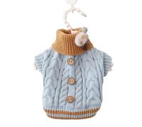 ZSHDTKWB Dog Clothes Designer Knitted Dog Sweaters Color Autumn Winter Warm Pet Cat Clothing Chihuahua Lightweight-button Blue-s
