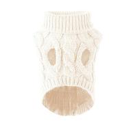 ZSHDTKWB Dog Clothes Puppy Dog Sweaters For Small Medium Dogs Cats Clothes Winter Warm Pet Turtleneck Chihuahua Vest Soft Yorkie-white-l