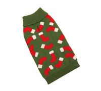 ZSHDTKWB Dog Clothes Puppy Knit Dog Turtleneck Winter Clothes Pullover Green Sweatshirts Ugly Knitted Christmas Cat Sweater-socks-s