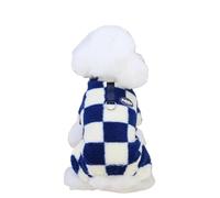 ZSHDTKWB Dog Clothes Winter Warm Coral Dog Jumpsuit Check Pet Clothes Puppy Coat For Small Medium Dog Jacket Chihuahua-blue-l