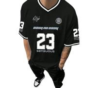 ZSHDTKWB T shirts Men Letter Print Casual Graphic T-shirt Short Sleeve Sports Women's Unisex Number Summer Men's T-shirt-black-xl