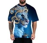 ZSHDTKWB T shirts Men New Digital Printing European And American Adult Men's T-shirt Animal Character Pattern-white Tiger Print-xl