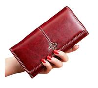 ZSHDTKWB Wallet Women's Woman Long Wallets Fashion Women Purses Money Bags Handbags Womens Purse Cards Holder-Wine Red
