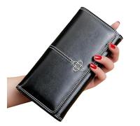 ZSHDTKWB Wallet Women's Woman Long Wallets Fashion Women Purses Money Bags Handbags Womens Purse Cards Holder-Black