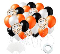 ZSHENJK Orange Black Latex Balloons,60pcs 12 Inch Orange Balloons Black Balloons Confetti Balloons White Matte Balloons for Wedding Birthday Thanksgiving Graduation Party Decorations