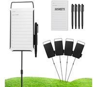 ZSHIGANMA 4 Pack Steel Longest Drive and Closest to The Pin Marker, Golf Metal Proximity/Course Distance/Fairway Distance Markers with 50 Sheets Cards and 4 Pens, for Outdoor Golf Tournament Signs