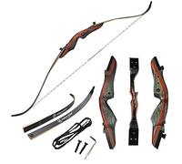 ZSHJG 62" Archery Takedown Recurve Bow Hunting Traditional Recurve Bow Wooden Riser 20lbs-60lbs Longbow for Right Hand Adult and Beginner Hunting Shooting Target Games (62"/ Black, 25lbs)