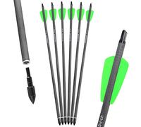 ZSHJGJR 6/12 pcs Archery Carbon Arrows 7.5/15 Inch Crossbow Arrows Spine 400 Crossbow Bolt Archery with 2" Green Rubber Spring for Crossbow