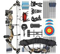 ZSHJGJR Archery Compound Bow Kit Set Bow and arrows Set 30-55lbs Adjustable Archery Hunting bow Compound bow kit for adult Beginners Compoundbow Hunting and Target Shooting (CAMO)