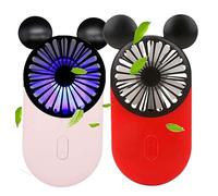 ZSHMJMJ Cute Personal Mini Fan(2 PACK), Mini Handheld USB Rechargeable Portable Fan with Stylish LED Light,3 Speed Adjustable,Cute Mouse,for Kids Girls Woman Home Office Outdoor Travel
