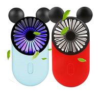 ZSHMJMJ Cute Personal Mini Fan(2 PACK), Mini Handheld USB Rechargeable Portable Fan with Stylish LED Light,3 Speed Adjustable,Cute Mouse,for Kids Girls Woman Home Office Outdoor Travel