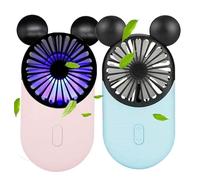 ZSHMJMJ Cute Personal Mini Fan(2 PACK), Mini Handheld USB Rechargeable Portable Fan with Stylish LED Light,3 Speed Adjustable,Cute Mouse,for Kids Girls Woman Home Office Outdoor Travel