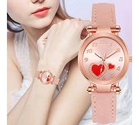 Zshosam 36mm Watch Women Heart Diamond Cute Style Quartz Watch Luxury Fashion Casual Style Watch Watches for Women Ladies Leather Strap Watches Birthday Gift Glow in The Dark Watch