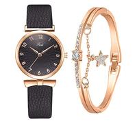 Zshosam Watches for Women Mens Gold Fashion and Watch American Style Dial Bracelet Jadi European Ladies Set Watch Set Mens Watch Ladies Watches (Black, One Size)