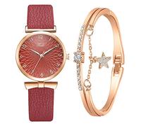 Zshosam Watches for Women Mens Gold Fashion and Watch American Style Dial Bracelet Jadi European Ladies Set Watch Set Mens Watch Ladies Watches (Red, One Size)