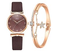 Zshosam Watches for Women Mens Gold Fashion and Watch American Style Dial Bracelet Jadi European Ladies Set Watch Set Mens Watch Ladies Watches (Coffee, One Size)