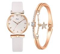Zshosam Watches for Women Mens Gold Fashion and Watch American Style Dial Bracelet Jadi European Ladies Set Watch Set Mens Watch Ladies Watches (White, One Size)