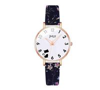 Zshosam Womens Watch Analog Women Dress Watch Cute Leather Strap Watch Stainless Steel Case Watches Personality Dial Women Watch Elegant Ladies Business Wristwatch Watch Men