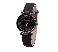 Zshosam Womens Watch White Quartz Watch Ladies Watch Digital Starry-Sky Luminous Belt Watch Women's Watch Black Leather Watch Band