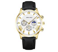 Zshosam World Time Fashion Moon Three Eyes Calendar Men's Watch Men's Leather Watch Chronometer Watches for Men Cheap Watches for Men Wrist Watches for Women