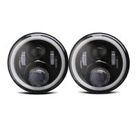 ZSHYTWE Motorcycle Headlights Motor Car LED 7 Inch Round Headlight H4 Hi-Lo With Halo Angel Eyes Motorcycle Headlamp For Lada For Niva 4X4 12V 24V Spotlight Lamp(50w black halo)