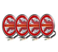ZSHYTWE Third Brake Light Trailer LED Rear Lights 12V 24V Modified Hamburger Taillight Tail Flowing Turn Signals Brake Lamp 5. Inch Round For Truck Lorry(4pcs Brake Taillight)