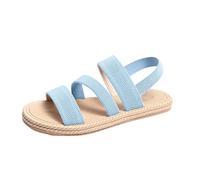ZSIQOII Orthopedic Sandals Women Slip On Sandals Open Toe Elastic Strap Wedge Arch Support Memory Foam Summer Beach Shoes funny shoes for Hiking Travel Light Blue 5.5