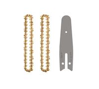 ZSjing 4 Inch Golden Chains Set for Electric Chainsaw Chain Parts Metal Guide Plate Chain Saw Replacement Guide Bar Power Tool