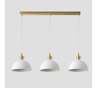 ZSJSM 3-Light Pendant Light Fixtures Modern Farmhouse Kitchen Island Light, Brass Adjustable Hanging Light Fixture, White Ceramic Light Fixture Vintage Ceramic Hanging Lamp (1 Pack)