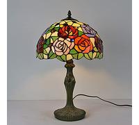 ZSJSM Beautiful Glass Bedside Lamp Table ,Rose Bedroom Eye-Caring Table Lamp Stained Glass Shade Boho Victorian Living Room Bedroom Farmhouse 45 * 30cm (Color : B) Double The Comfort