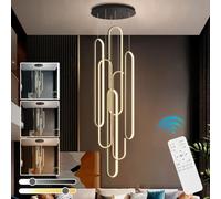 ZSJSM Dimmable LED Chandelier for High Ceiling with Remote Control Modern Staircase Lighting with Adjustable Height and Creative Design 300cm Pendant Light Fixture for Foyer Enterway (20 * 60cm 6