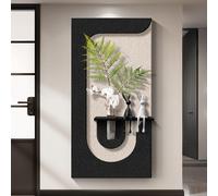 ZSJSM Sandstone Decor Wall Art Painting Entrance Foyer Decorative Painting, 3d Wall Decor Art with Warm LED Light for Hotle Lobby Livingroom Bedroom(Black1,70 * 140cm/27.5 * 55.1in)