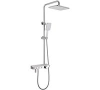 ZSJSM Shower System with Tub Spout, Wall Mount Triple Function Shower Faucet Set, Brass Shower Mixer Tap with Rain Shower Head and Adjustable Hand Spray, Chrome