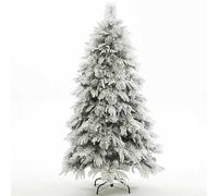 ZSJSM Snow Flocked Christmas Tree, Full Appearance Snowy, Artificial Xmas Tree Hinged Tree with Metal Stand for Holiday Home Office Indoor & Outdoor Christmas Decor,6ft
