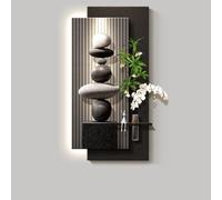 ZSJSM Vertical Hanging Paintings, 3d Wall Decor Art Painting with Led Light, Modern Luxury Decorative, Entrance Murals for Entryway, Living Room, Hallway(Black2,60 * 120cm/23.6 * 47.2in)