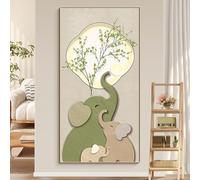 ZSJSM Wall Art, Entrance Hall Decoration Painting, 3D Wall Decoration Art, High Translucent Porcelain Painting Core, with Warm Color LED Light(Beige3,70 * 140cm/27.5 * 55.1in)