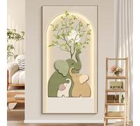 ZSJSM Wall Art, Entrance Hall Decoration Painting, 3D Wall Decoration Art, High Translucent Porcelain Painting Core, with Warm Color LED Light(Beige1,60 * 120cm/23.6 * 47.2in)