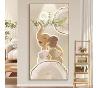 ZSJSM Wall Art, Entrance Hall Decoration Painting, 3D Wall Decoration Art, High Translucent Porcelain Painting Core, with Warm Color LED Light(Beige8,70 * 140cm/27.5 * 55.1in)