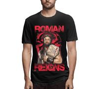 ZSJSZSD Roman Reigns Adult Men's Short-Sleeve Shirt Fashion Shirts Cotton Crewneck T-Shirt Tops Clothing for Men T-Shirts Black