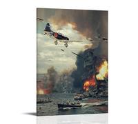 ZSJUMK Attack on Pearl HarborCanvas Murals Waterproof Scratch Resistant UV Resistant Elegant Home And Office Decoration Classic Modern DesignFrame-style12x18inch(30x45cm)