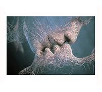 ZSLMX Lover Kiss Canvas 3D Print Painting Black White Or Color Romantic Kissing Couple Wall Art Decor Giclee Print Artwork Wall Art Stretched Picture Modern Home Decor,color,23.6x39Inch