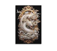 ZSLYMX Animal Poster Fierce Glory Sacred White Dragon Marvel Poster Decorative Painting Canvas Wall Posters for Bedroom Decor And Art Picture Print Modern Family 24x36inch(60x90cm)