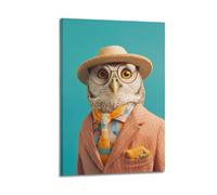 ZSLYMX Animal Poster Funny Owl Marvel Poster Decorative Painting Canvas Wall Posters for Bedroom Decor And Art Picture Print Modern Family 08x12inch(20x30cm)