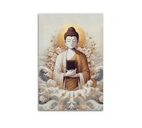 ZSLYMX Buddhism Poster Buddha Holding A Buddhist Scripture Poster Decorative Painting Canvas Wall Posters And Art Picture Print Modern Family Bedroom Decor Posters 16x24inch(40x60cm)