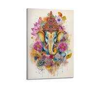 ZSLYMX Buddhism Poster Colorful Ganesha Buddha Statue Poster Decorative Painting Canvas Wall Posters And Art Picture Print Modern Family Bedroom Decor Posters 24x36inch(60x90cm)